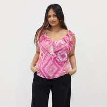 Load image into Gallery viewer, Pink Floral Ruffle Top
