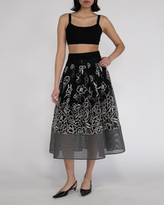 Floral Embroidered Midi Skirt