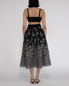 Floral Embroidered Midi Skirt