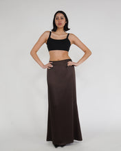 Load image into Gallery viewer, Chocolate Brown Satin Maxi Skirt
