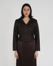 Load image into Gallery viewer, Chocolate Brown Brocade Cropped Jacket
