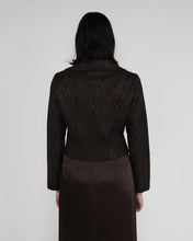 Load image into Gallery viewer, Chocolate Brown Brocade Cropped Jacket
