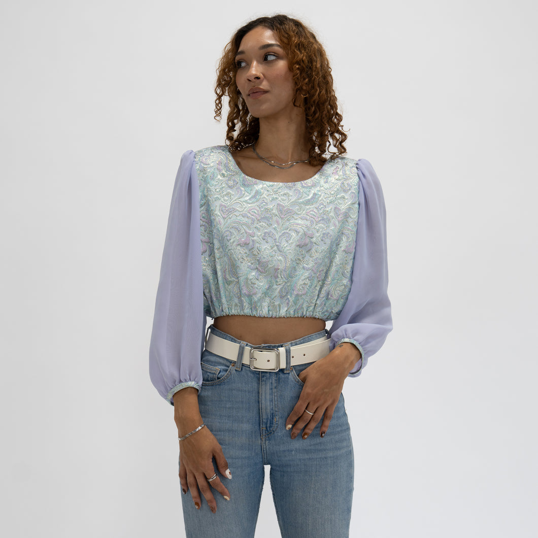 Balloon Sleeve Cropped Blouse